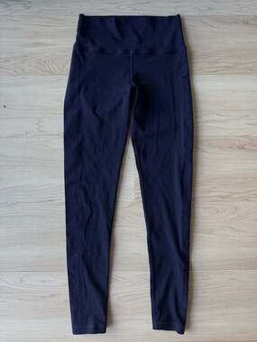 925 Fit Navy Blue Mesh Detailing High Waisted Performance Leggings